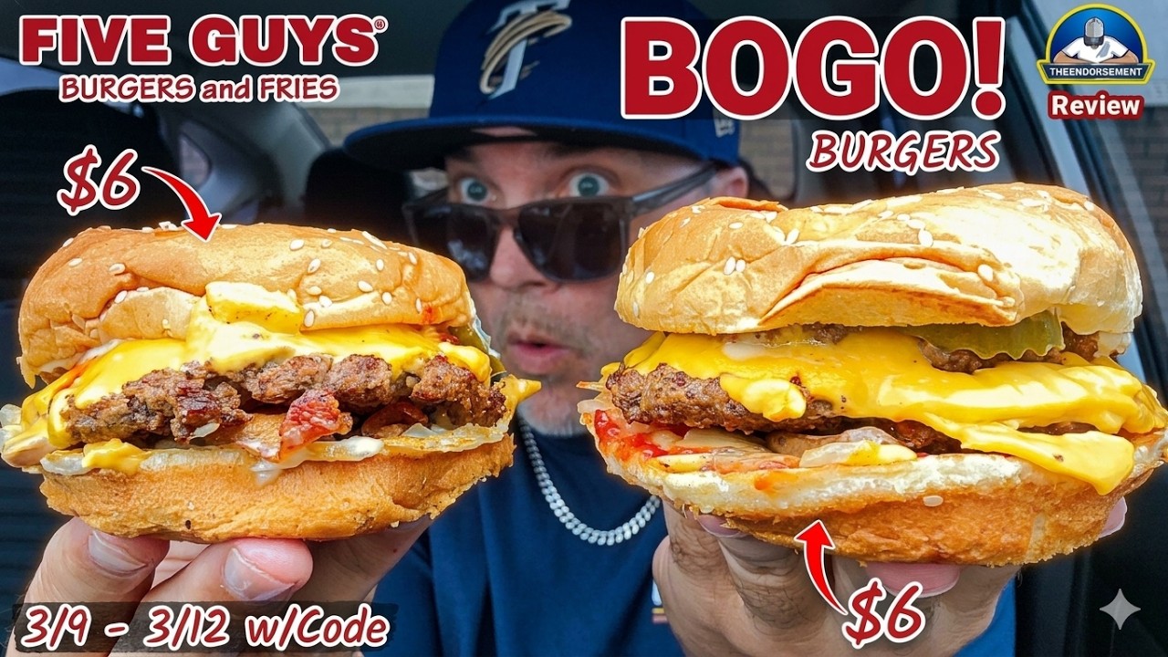 Акция Five Guys® «Купи один бургер, получи второй бесплатно» — это просто безумие! 🍔🍔🤑 | 2 чизбур...