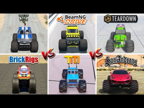 GTA 5 MONSTER TRUCK vs TRAILMAKERS vs TEARDOWN vs BEAMNG vs BRICK RIGS vs GTA SA - WHICH IS BEST?