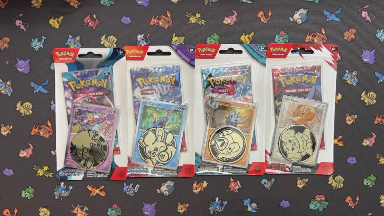pokemon card packs with coins Pokemon Enhanced Blister 2-Pack Booster (One Supplied, Coin Designs Ma