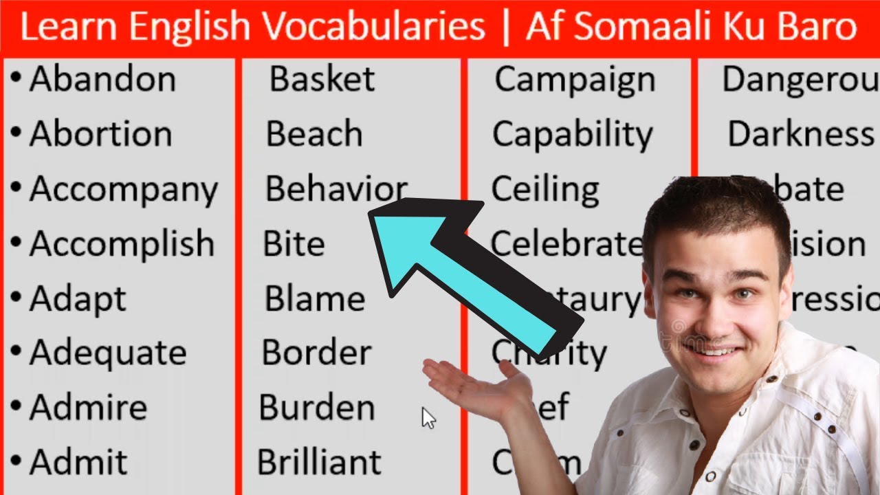 Ku Baro English af Somaali - VOCABULLARY Lesson | Casharka 170