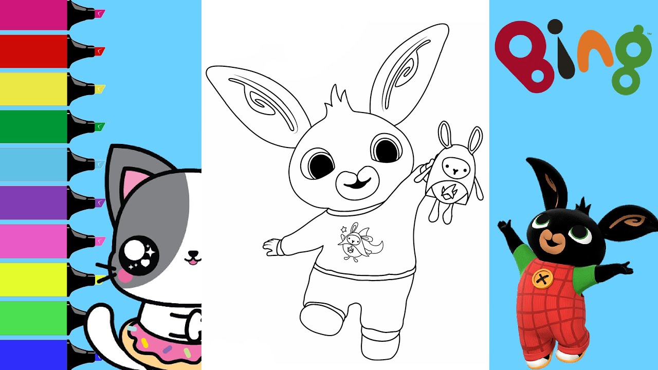 Coloring Bing the Bunny and Pando PJ Party Coloring Book Pages ...