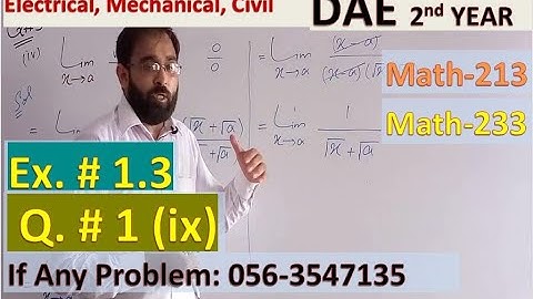 Lec. 16 | DAE 2nd Year Math | Exercise 1.3 | Q.No. 1 | 09 | Functions and Limits| Math 213  233 |