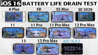 iOS 16 Battery DRAIN Test - 8 Plus,XR,XS Max,SE 2020,11,11 Pro,11 Pro Max,12 Pro Max,13,13 Pro Max