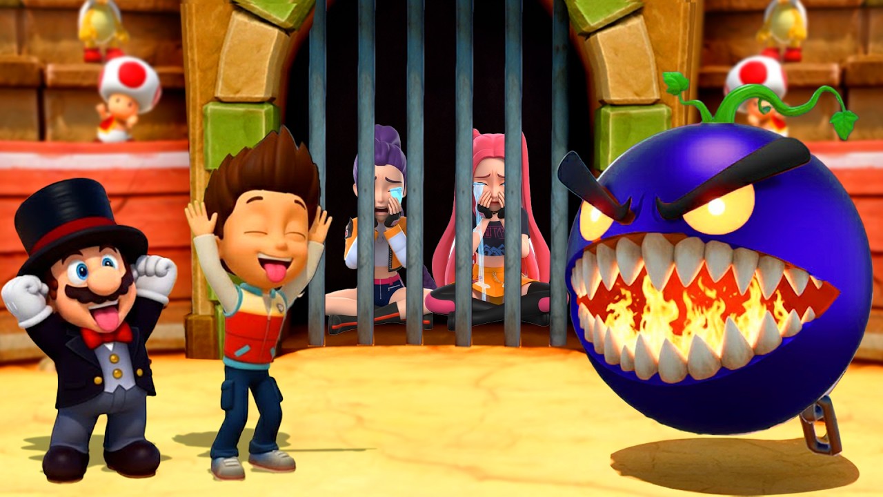 Super Mario Party Minigames Battle - Black Tuxedo Mario VS Ryder VS Rumi VS Mira (Master Difficulty)