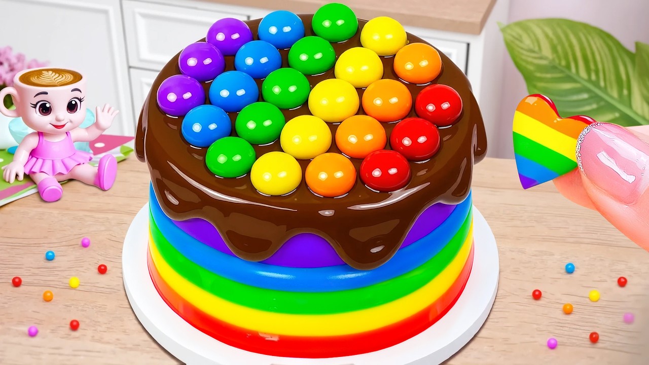 Sweet Miniature Rainbow Jelly Pop Cake Dessert 🌈 DIY Top Mini Cakes 🍰 Lil Cake Lab