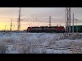 Электровоз 2ЭС5К-462 "Ермак", с грузовым поездом проходит станцию Апатиты, 18.11.23г.
