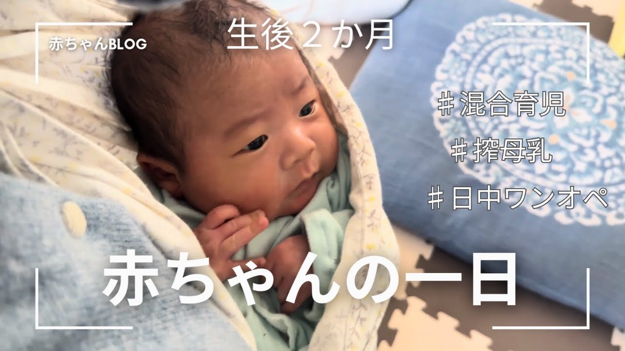 vlog生後2ヶ月の赤ちゃんの一日 ♯混合育児 ♯搾母乳 ♯日中ワンオペ