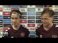 Frankie Kent and Tómas Magnússon react after Hearts snatch Edinburgh Derby win