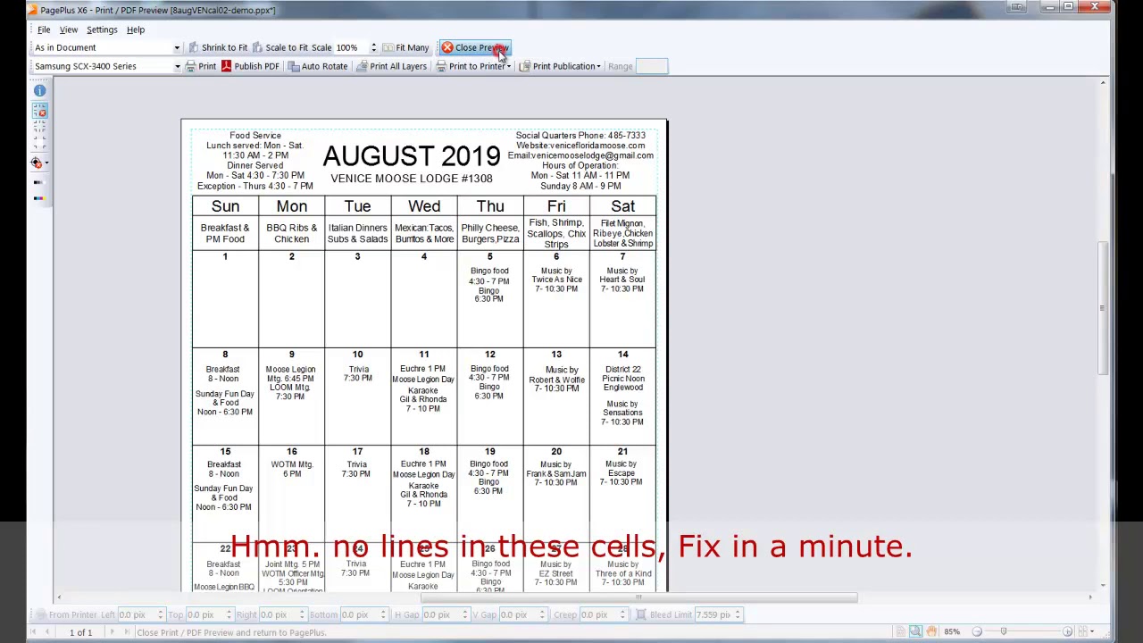 PagePlus calendar tips
