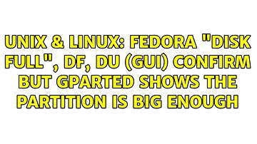 Fedora "disk full", df, du (gui) confirm but gparted shows the partition is big enough