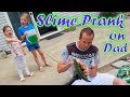 SLIME PRANK on Our Dad! Bucket of Gelli Ooze Baff Slime!!!