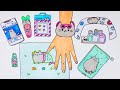 [Satisfying Paper ASMR] Pusheen Nail Art &amp; Relaxing Hand Massage #ASMR #paperdiy #paperASMR