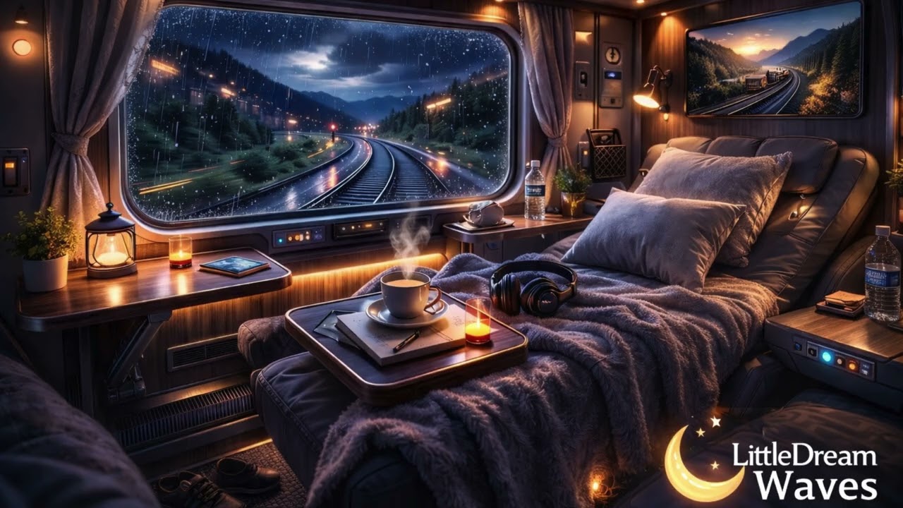3 Hours Train Cabin at Night 🚂🌙 | Rain & Rail Sounds for Deep Sleep