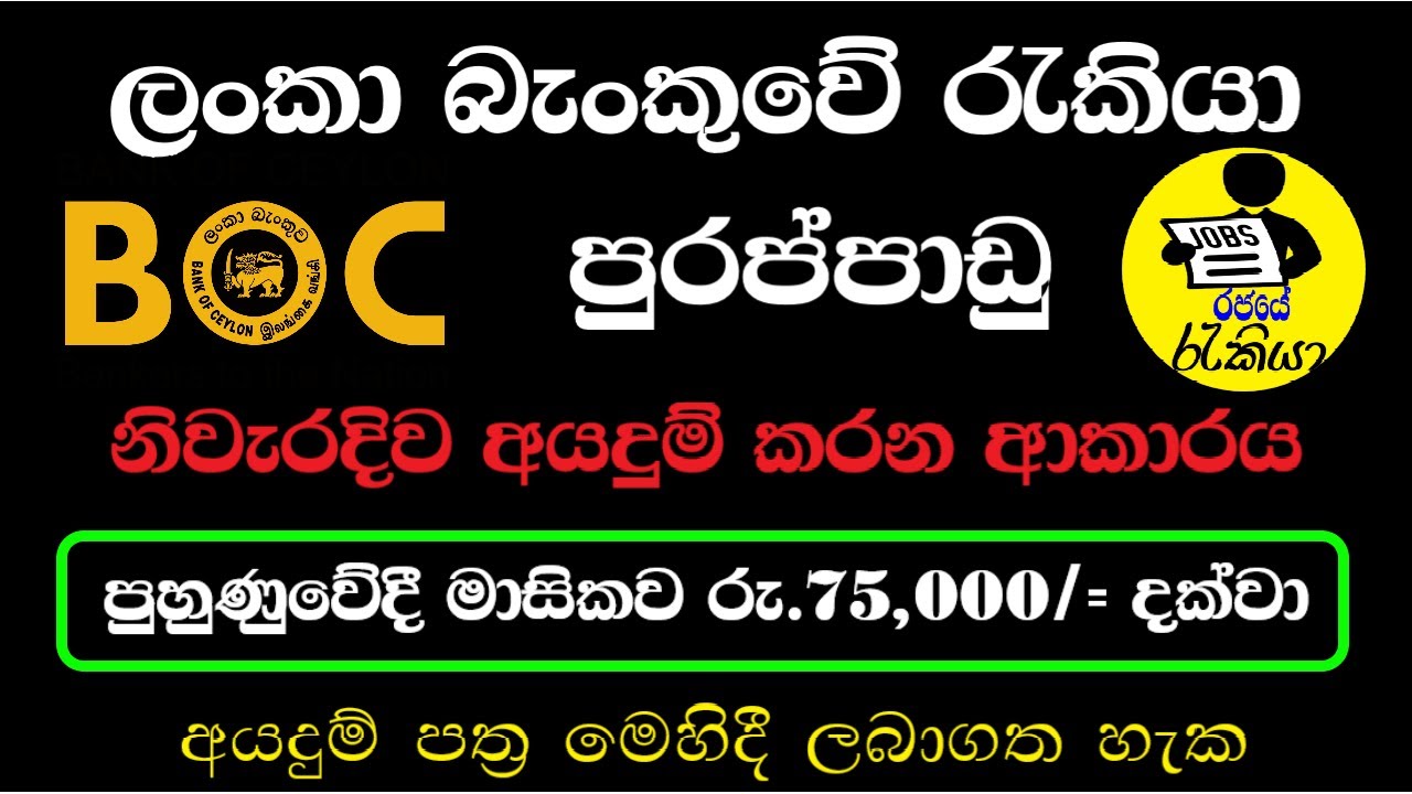 New BOC Bank Job Vacancies 2025 | How to apply Trainee Development Assistant | Rajaye rakiya
