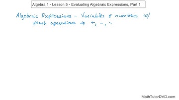 Algebra 1   Unit 1   Lesson 5   Evaluating Algebraic Expressions, Part 1