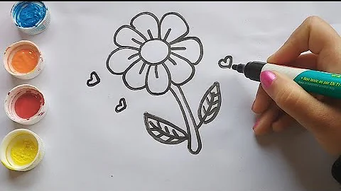 How to Draw Easy Flowers Drawing Step by Step tutorial // Easy kids drawing and coloring #267