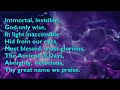 Immortal invisible god only wise tune st denio  4vv with lyrics for congregations