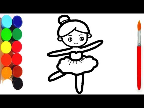 Dancing Girl Drawing, Painting And Coloring For Kids And Toddlers | Draw Dancer Dance Dancer