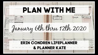 Plan With Me | January 6th thru 12th 2020 | Erin Condren LifePlanner & Planner Kate |