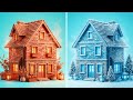 HOT vs COLD Room Makeover! 🔥❄️ One Color TikTok Glow-Up Challenge