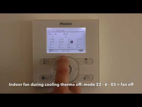 Daikin BRC1E63 controller set up field settings cycle fan off, activate