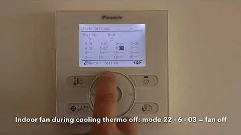 Daikin BRC1E63 controller set up field settings cycle fan off, activate sensor in wall controller
