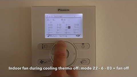Daikin BRC1E63 controller set up field settings cycle fan off, activate sensor in wall controller