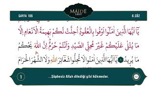 Diyanet Ok Takipli Hatim 6. Cüz - Kur'an-ı Kerim 105. Sayfa - Nisâ 176-176 Mâide 1-2. Ayetler
