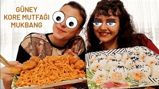 Kore Lezzetleri̇nden Bi̇r Masa Kurdum Soslu Noodle Tavuk Toplari Sushi Mukbang