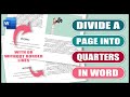 How to DIVIDE a page into QUARTERS in word | WORD TUTORIALS
