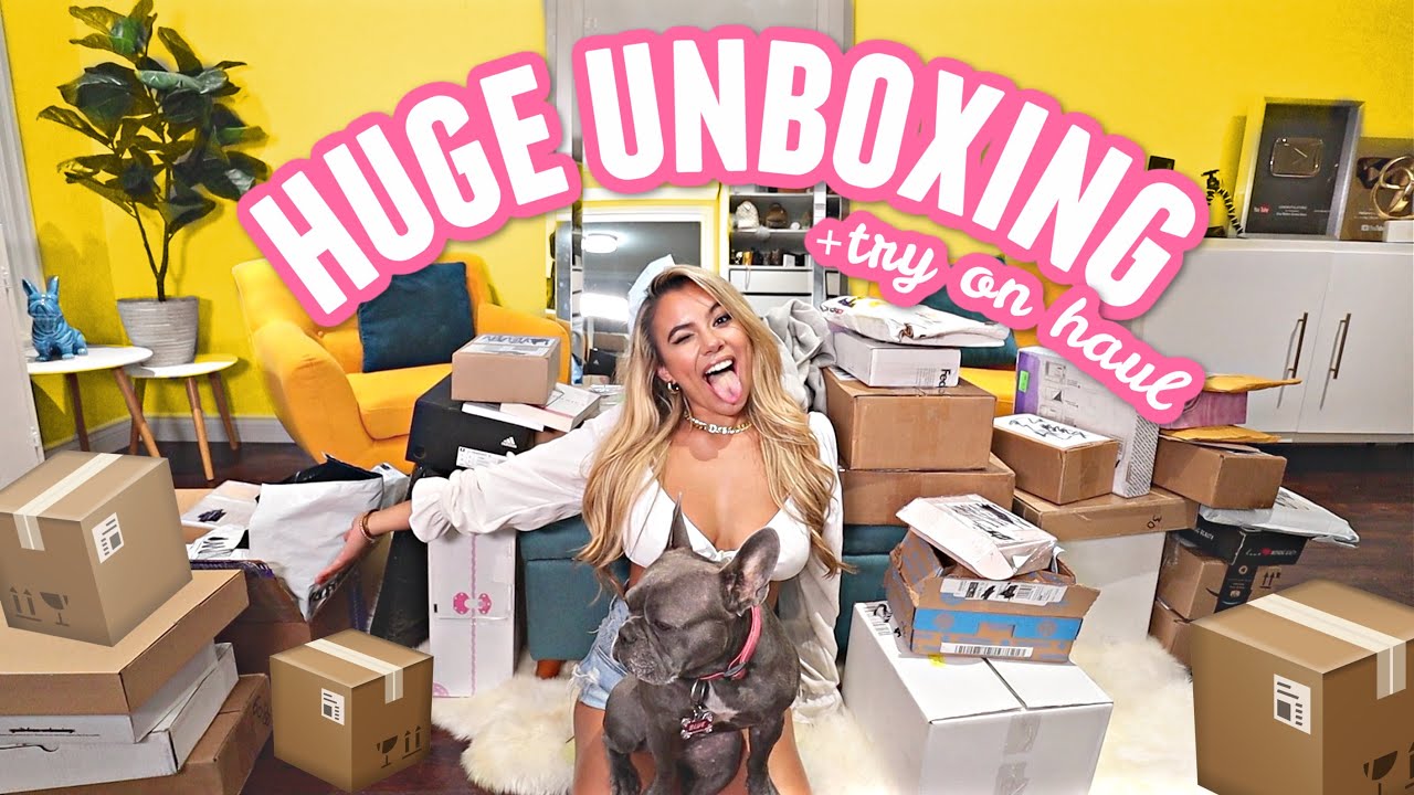 Get comfy... HUGE 30 MINUTE UNBOXING! Try on haul, gymshark, whitefox boutique, makeup and random