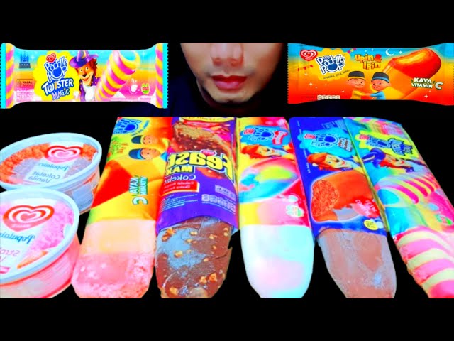 ASMR ICE CREAM PADDLE POP🌈🤎PADDLE POP UPIN IPIN, WALLS FEAST, RAINBOW, TWISTER MAGIC,  CHOCO MAGMA