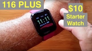 Bakeey 116 Plus Full Featured Apple Watch Shaped Starter Smartwatch for $10: Unboxing and 1st Look