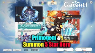 Genshin Impact Primogems & Summon 5 Star Hero