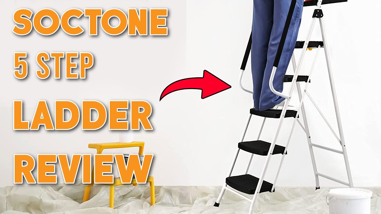 SocTone 5 Step Ladder with Handrails, Folding Step Stool Review 