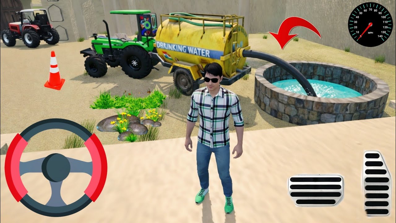 Indian vehicles simulator 3d Tractor with Water Tanker 😱💦#tanker #gamingvideos #jcbvideo 