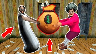 Granny vs Scary Teacher vs Money  funny horror animation (60 min. of the most comedy animations)