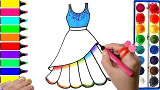 Barbie Dress Coloring Pages | Art Colors For beginners | Draw Rainbow Glitter Dress