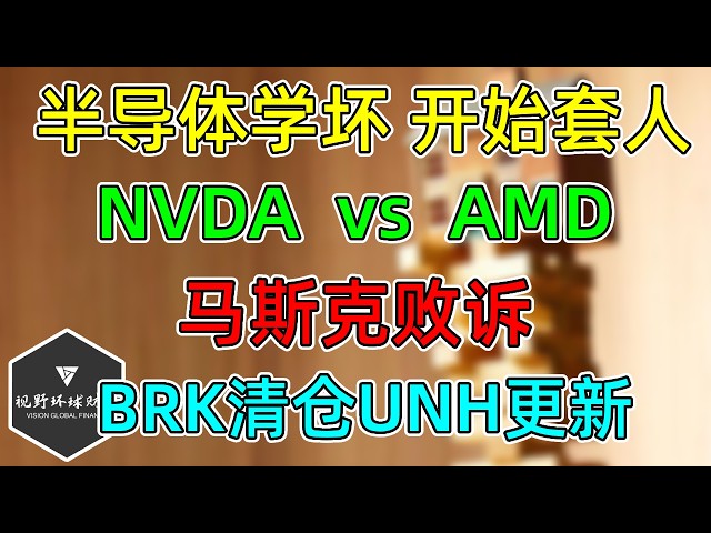 美股 NVDA对比AMD，为何不贵？半导体再回吐，Put保护大增！马斯克败诉！BRK清仓UNH更新！