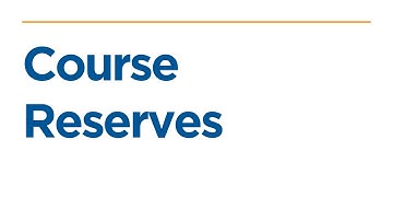 Course Reserves