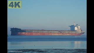 KSL SANTOS - Shipspotting Germany 🇩🇪 IMO 9719939 - River Elbe near City Otterndorf - 4K VIDEO