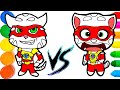 Talking Tom Heroes Super Hero Tom Pro vs Noob Drawing and Coloring