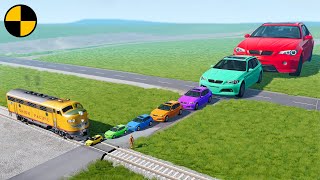 Big \u0026 Small Cars vs Train 😱 BeamNG.Drive