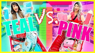 BACK TO SCHOOL SUPPLIES SHOPPING CHALLENGE! PINK VS. TEAL