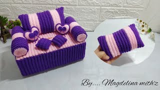 Crochet Pillow for TBC sofa ~ Bantal tengah sarung tisu bentuk sofa