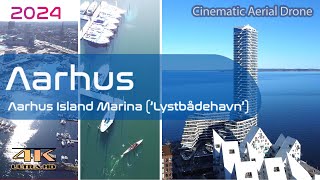 Aarhus Marina From Above - Aarhus - Aarhus Island - Aarhus Ø - Winter - 4K Aerial - Feb 2024