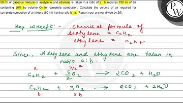 \( 50 \mathrm{ml} \) of gaseous mixture of acetylene and ethylene i...