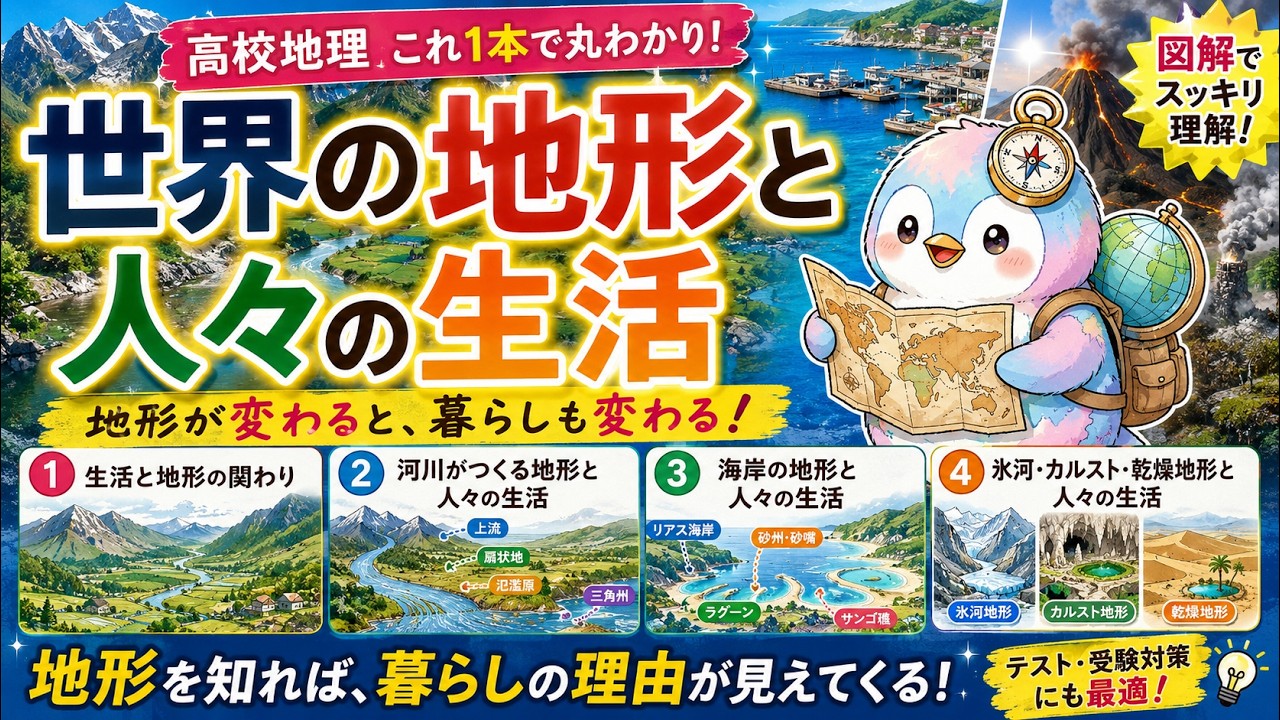 地理総合】地形と人々の生活｜内的営力・外的営力・変動帯まで一気に