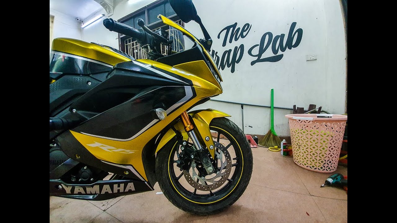 TheWrapLab | Yamaha R15 V3 | Tem đấu Carbon 5D kết hợp với vàng Candy ...