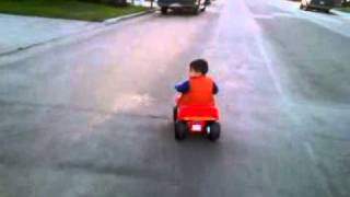 Nicko riding his quad 2 years old